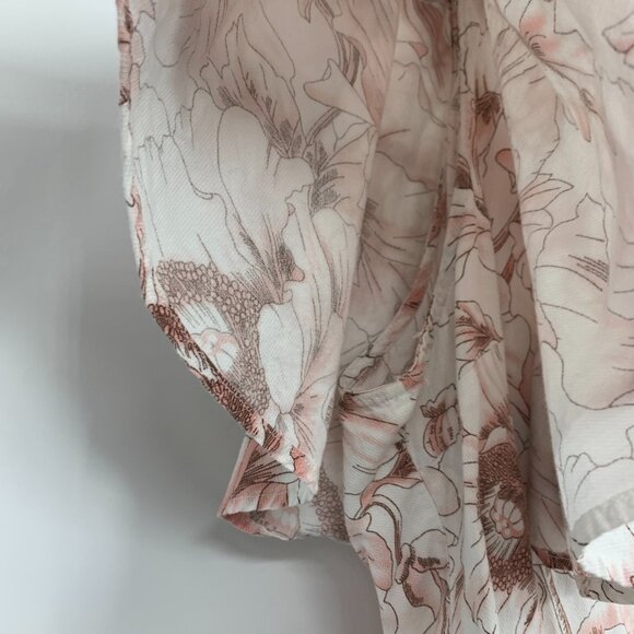 Lulus Bodysuit White Floral Print Ruffle Short Sleeve Tie Back - Picture 8 of 15